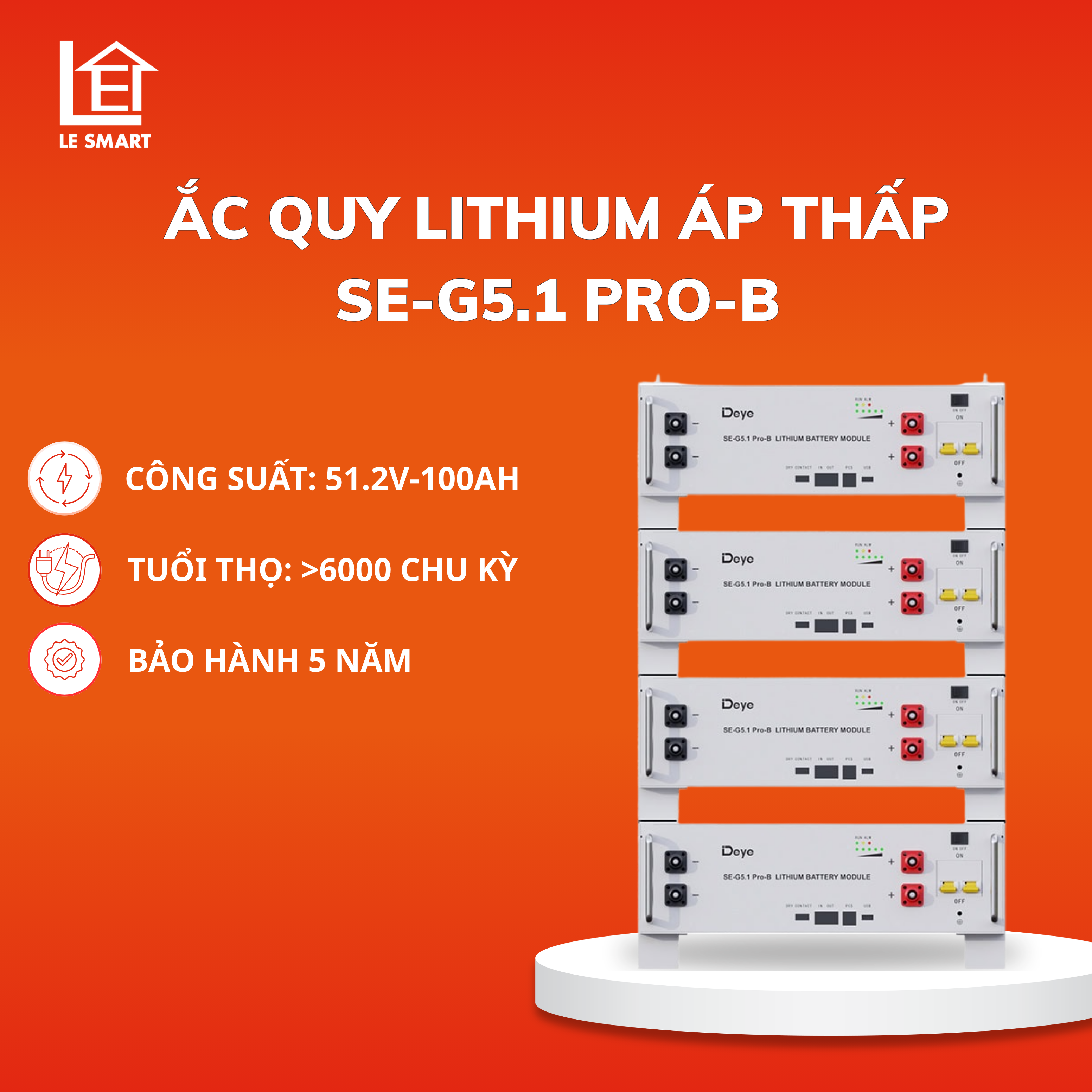 Pin lưu trữ Lithium Deye áp thấp SE-G5.1 Pro-B