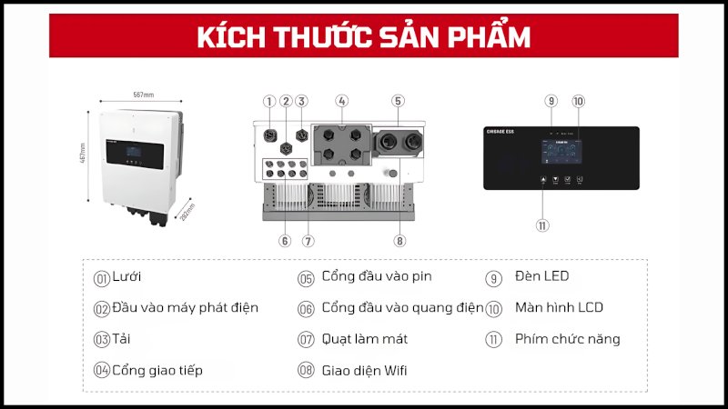 Inverter Hybrid Chisage 8kW 1 Pha JUP-8G1-LE