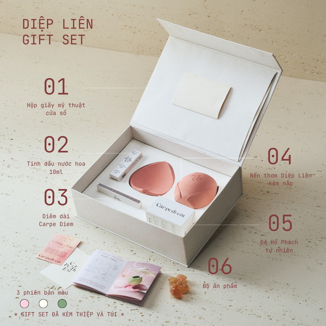 DIỆP LIÊN GIFT SET - Bộ quà tặng Nến & Đá thơm từ cảm hứng Hoa Sen