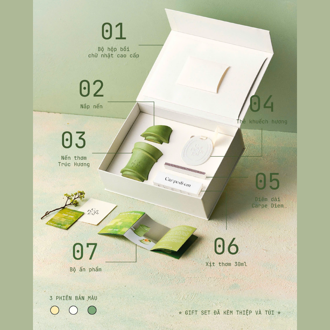 TRÚC AN GIFT SET - Bộ quà tặng nến thơm Trúc Hương và thẻ thơm