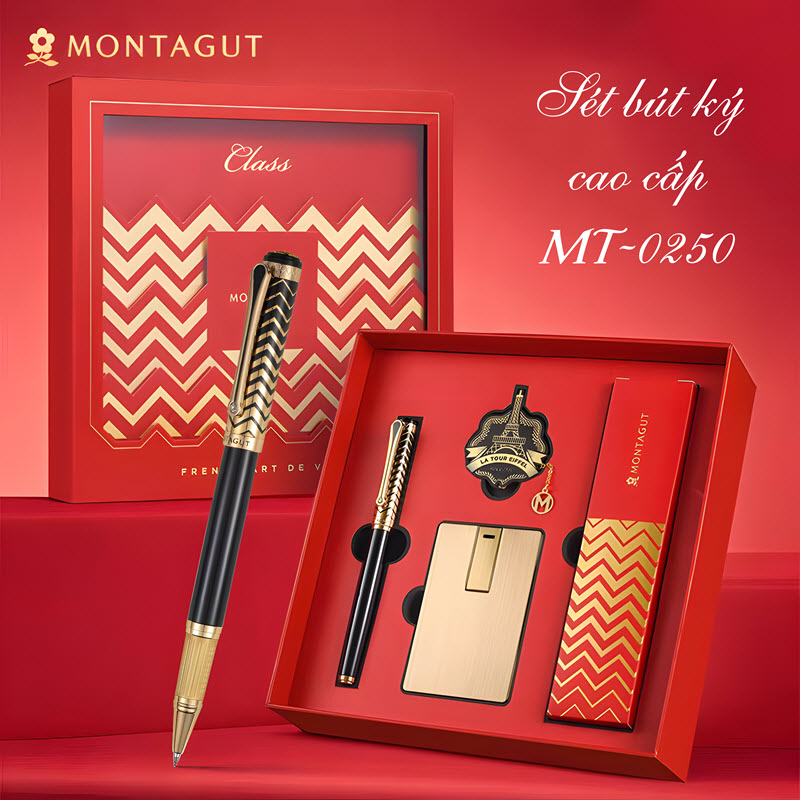 Bút ký doanh nhân Montagut MT0250 cao cấp màu đen full box