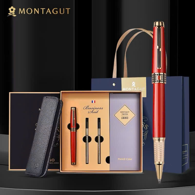 Set bút ký cao cấp khắc tên Montagut MT525 màu đỏ