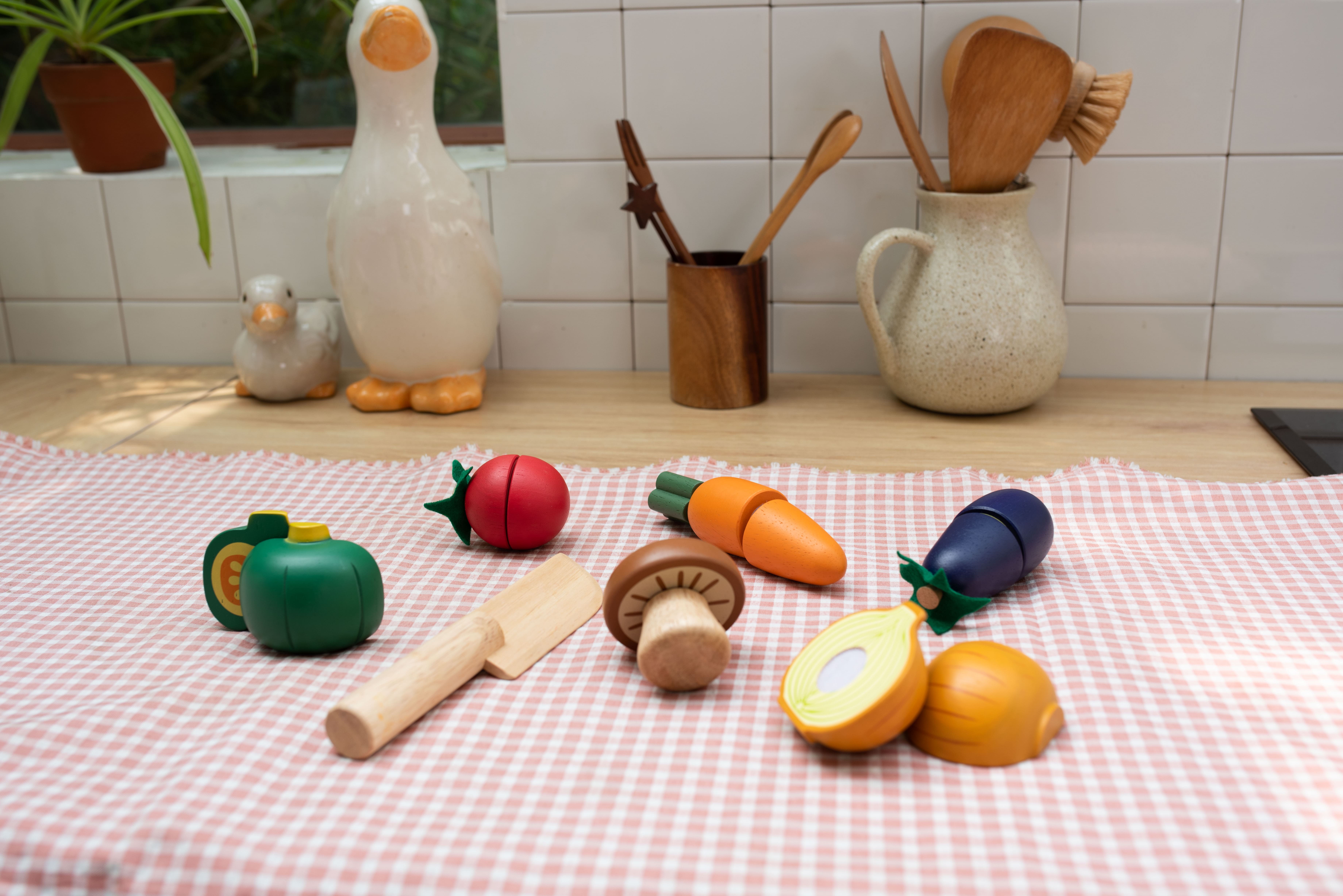 Bộ cắt thái rau củ bằng gỗ cao cấp - Vegetables Set