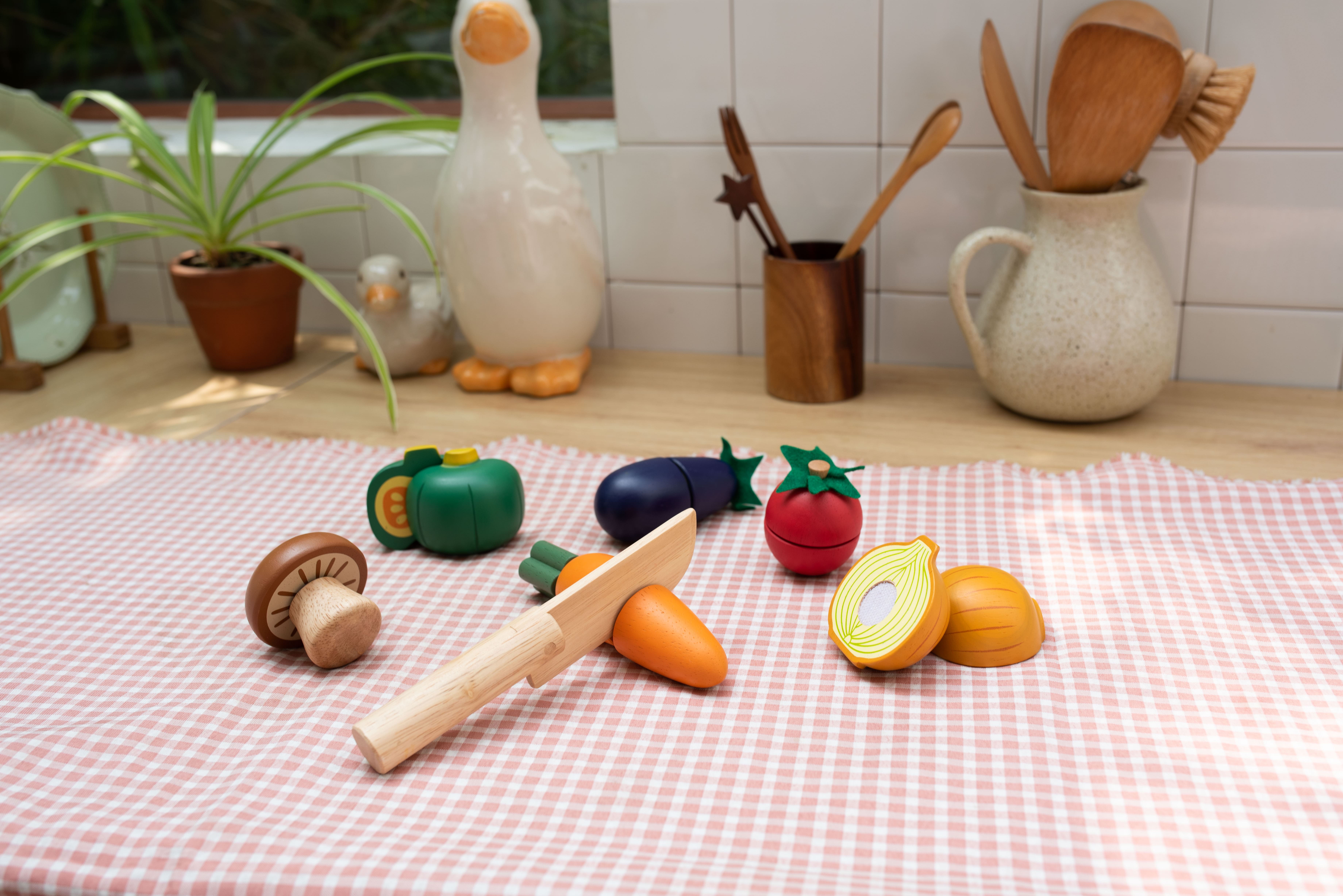 Cho thuê Bộ cắt thái rau củ bằng gỗ cao cấp - Vegetables Set