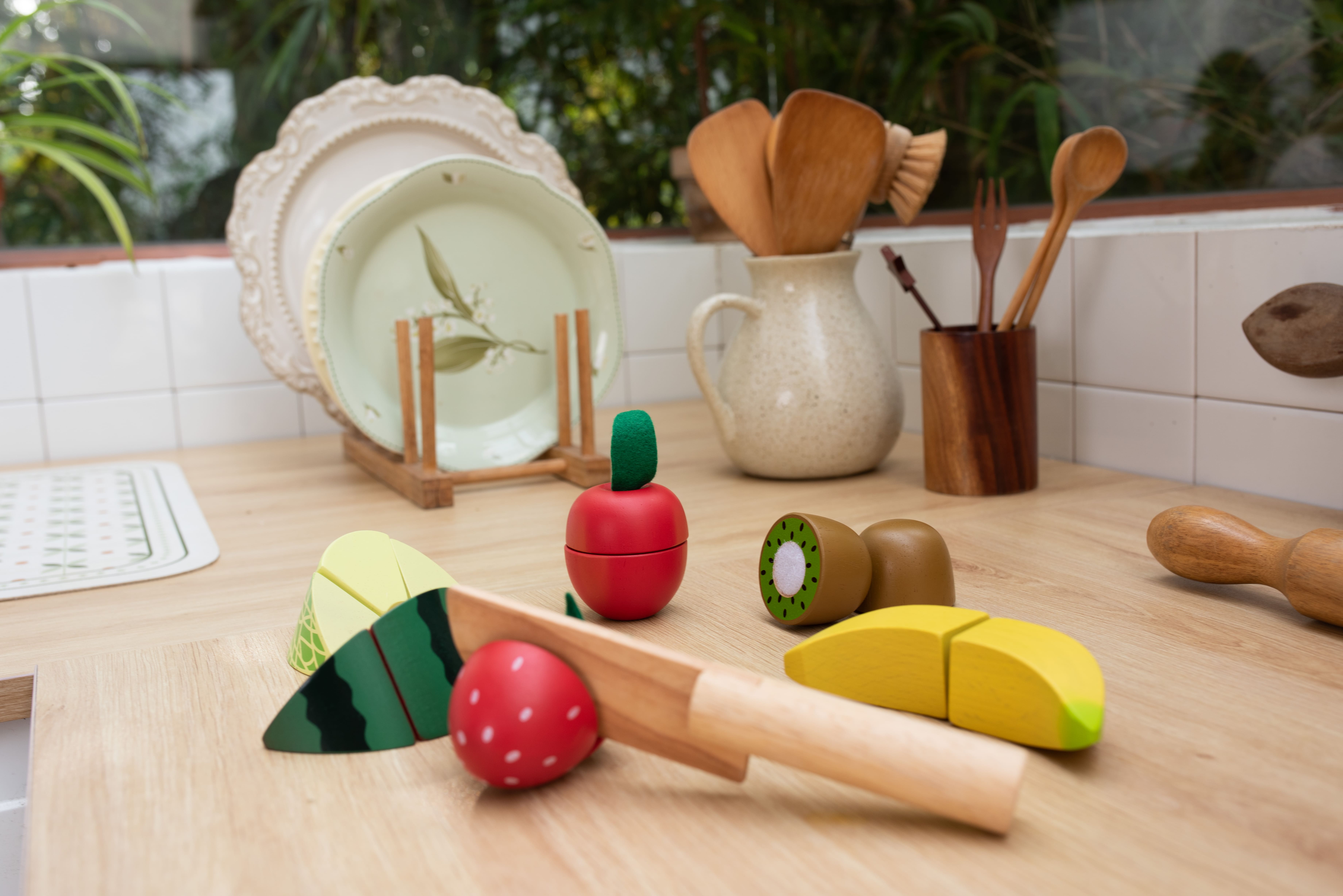 Cho thuê Bộ cắt thái trái cây bằng gỗ cao cấp - Fruit Set