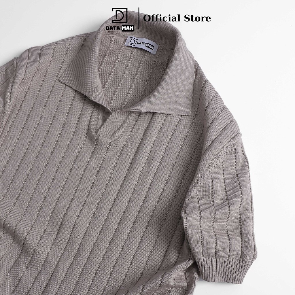 Áo Polo nam ngắn tay DATAMAN dệt kim, cổ chữ V, vải cotton chải kĩ mềm mịn, không bai xù - DT22-01