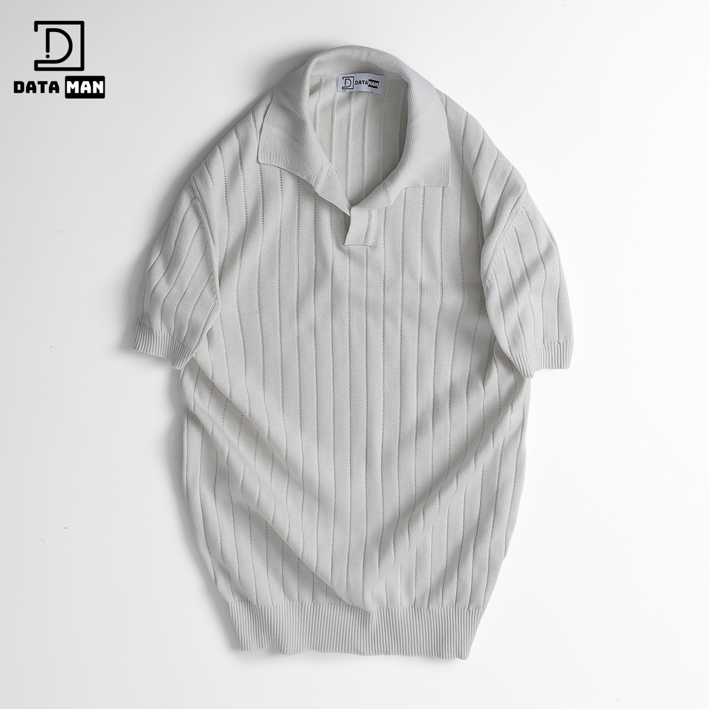 Áo Polo nam ngắn tay DATAMAN dệt kim, cổ chữ V, vải cotton chải kĩ mềm mịn, không bai xù - DT22-01