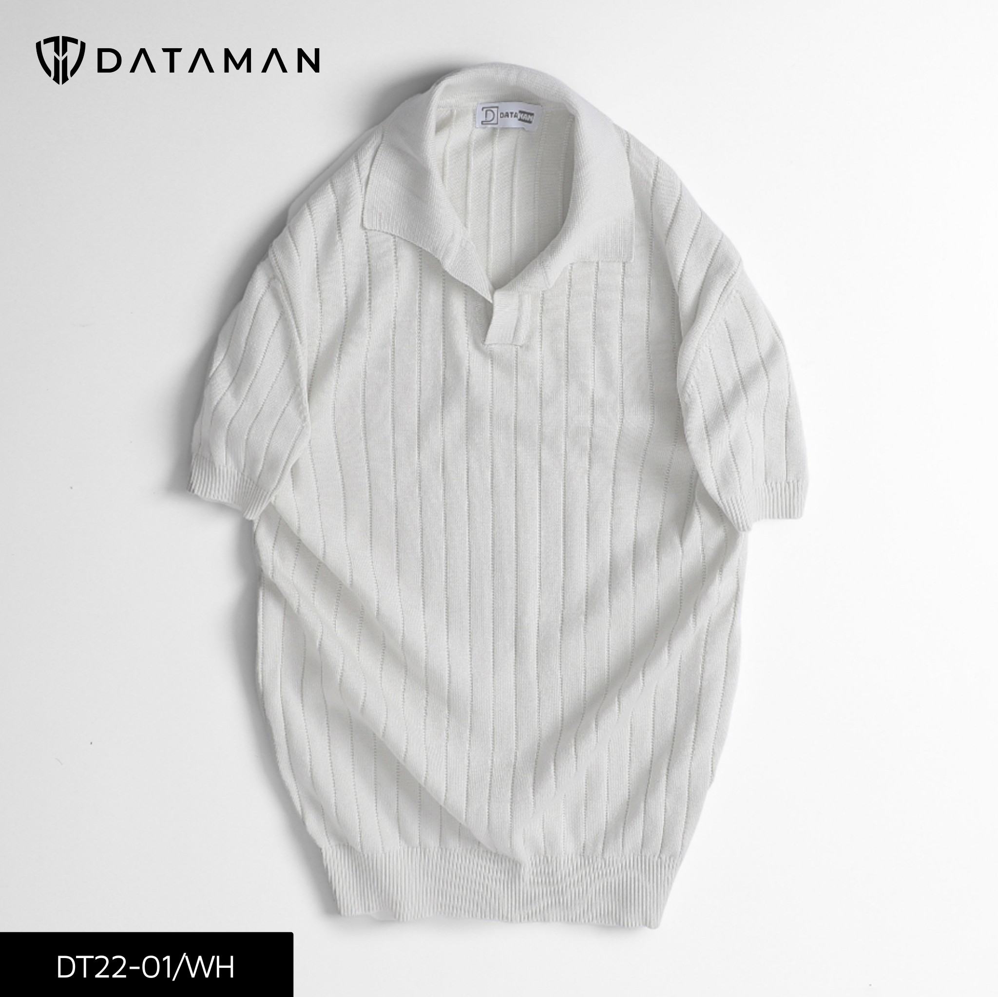 Áo Polo nam ngắn tay DATAMAN dệt kim, cổ chữ V, vải cotton chải kĩ mềm mịn, không bai xù - DT22-01