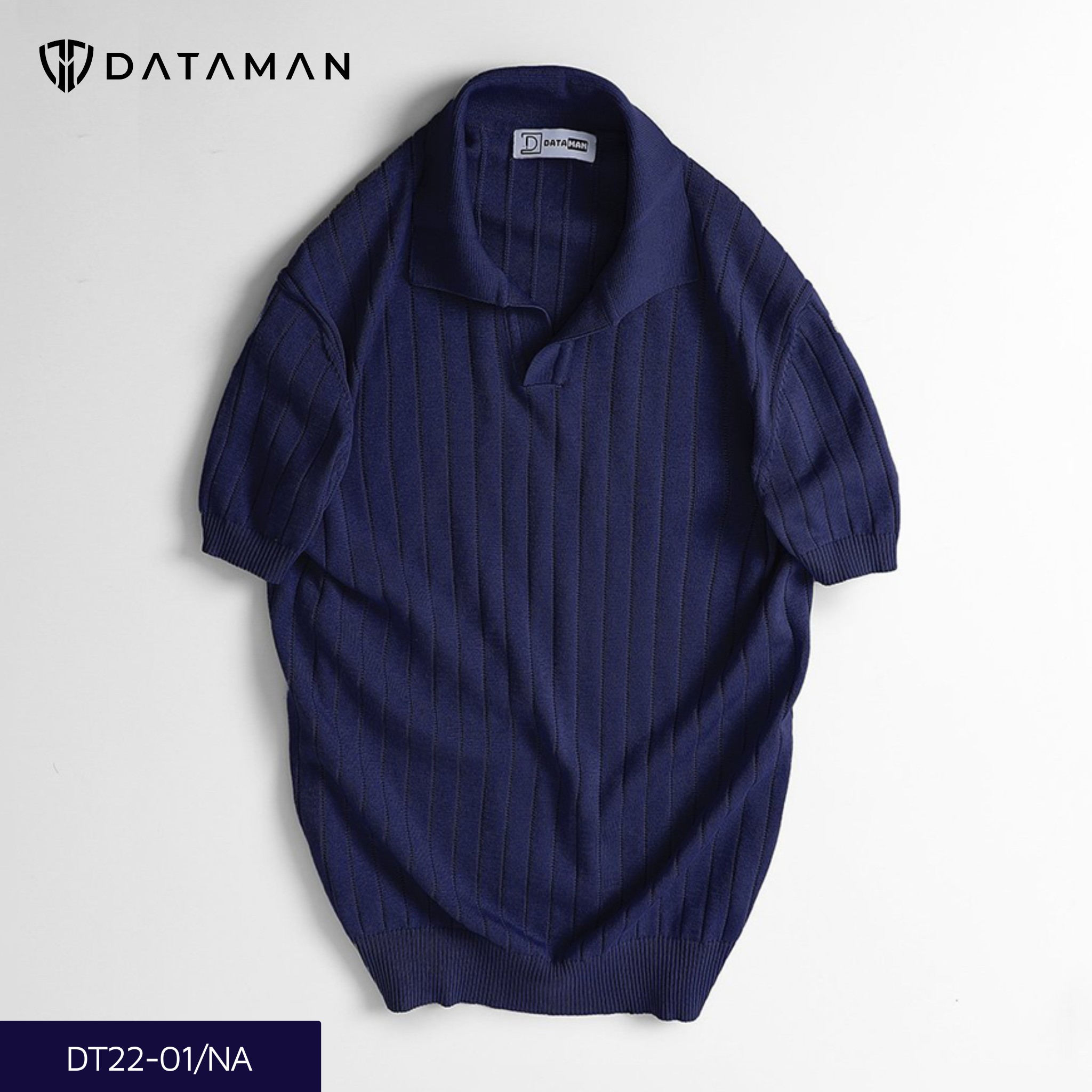 Áo Polo nam ngắn tay DATAMAN dệt kim, cổ chữ V, vải cotton chải kĩ mềm mịn, không bai xù - DT22-01