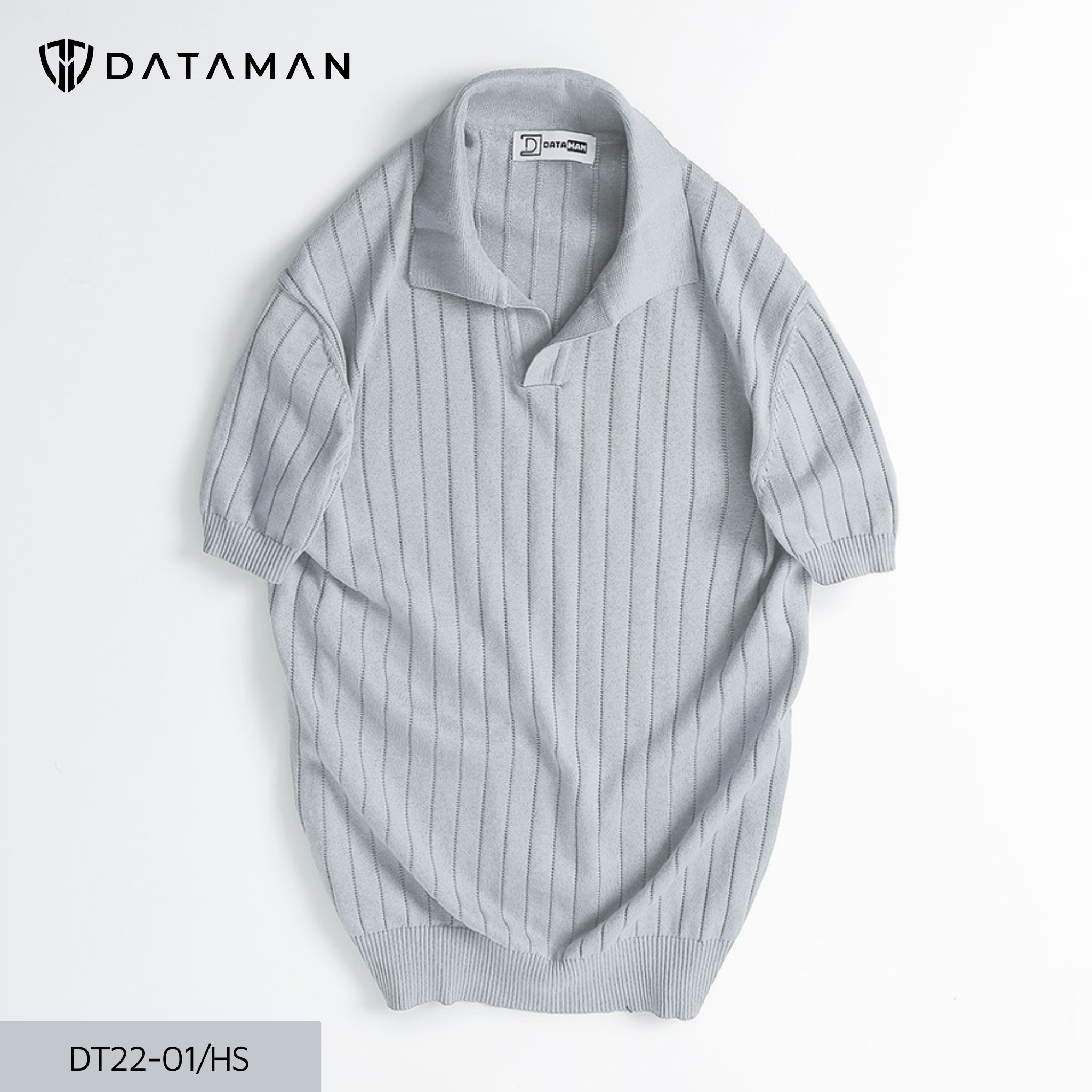 Áo Polo nam ngắn tay DATAMAN dệt kim, cổ chữ V, vải cotton chải kĩ mềm mịn, không bai xù - DT22-01