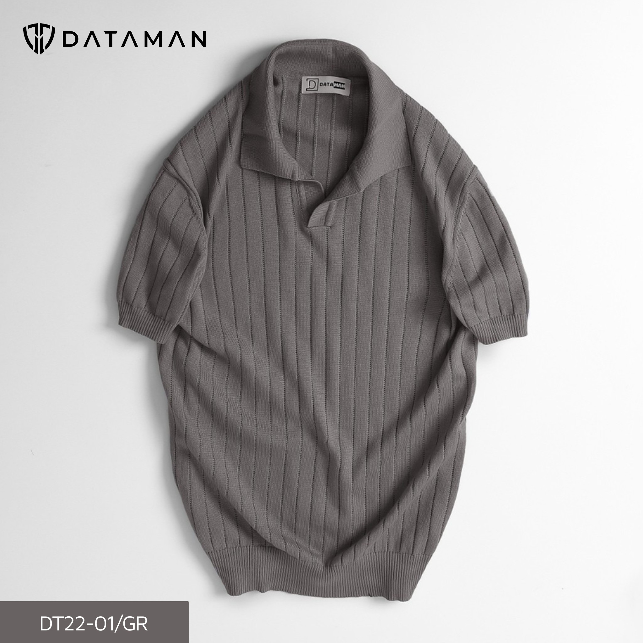 Áo Polo nam ngắn tay DATAMAN dệt kim, cổ chữ V, vải cotton chải kĩ mềm mịn, không bai xù - DT22-01