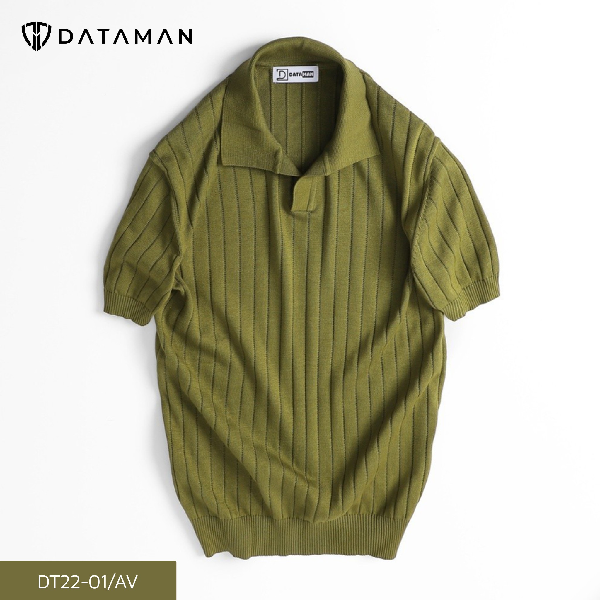 Áo Polo nam ngắn tay DATAMAN dệt kim, cổ chữ V, vải cotton chải kĩ mềm mịn, không bai xù - DT22-01