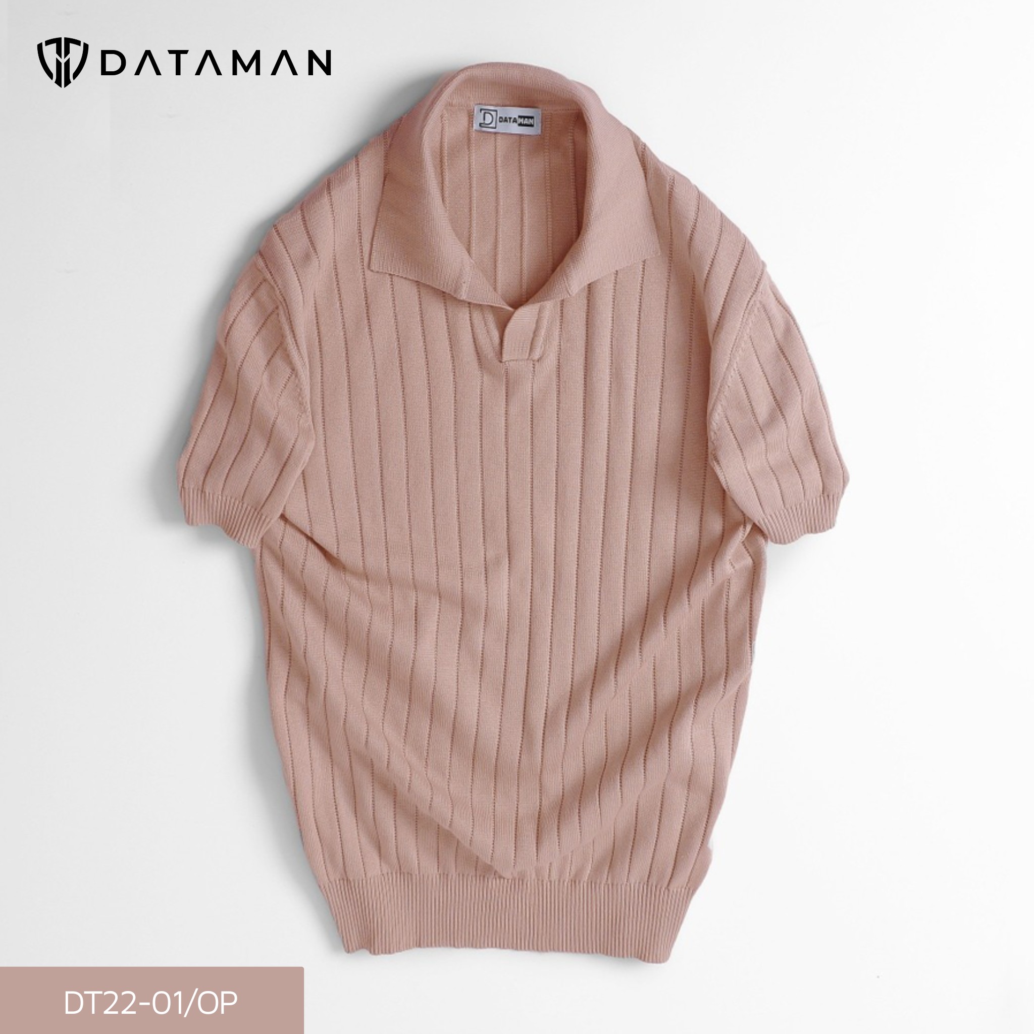 Áo Polo nam ngắn tay DATAMAN dệt kim, cổ chữ V, vải cotton chải kĩ mềm mịn, không bai xù - DT22-01