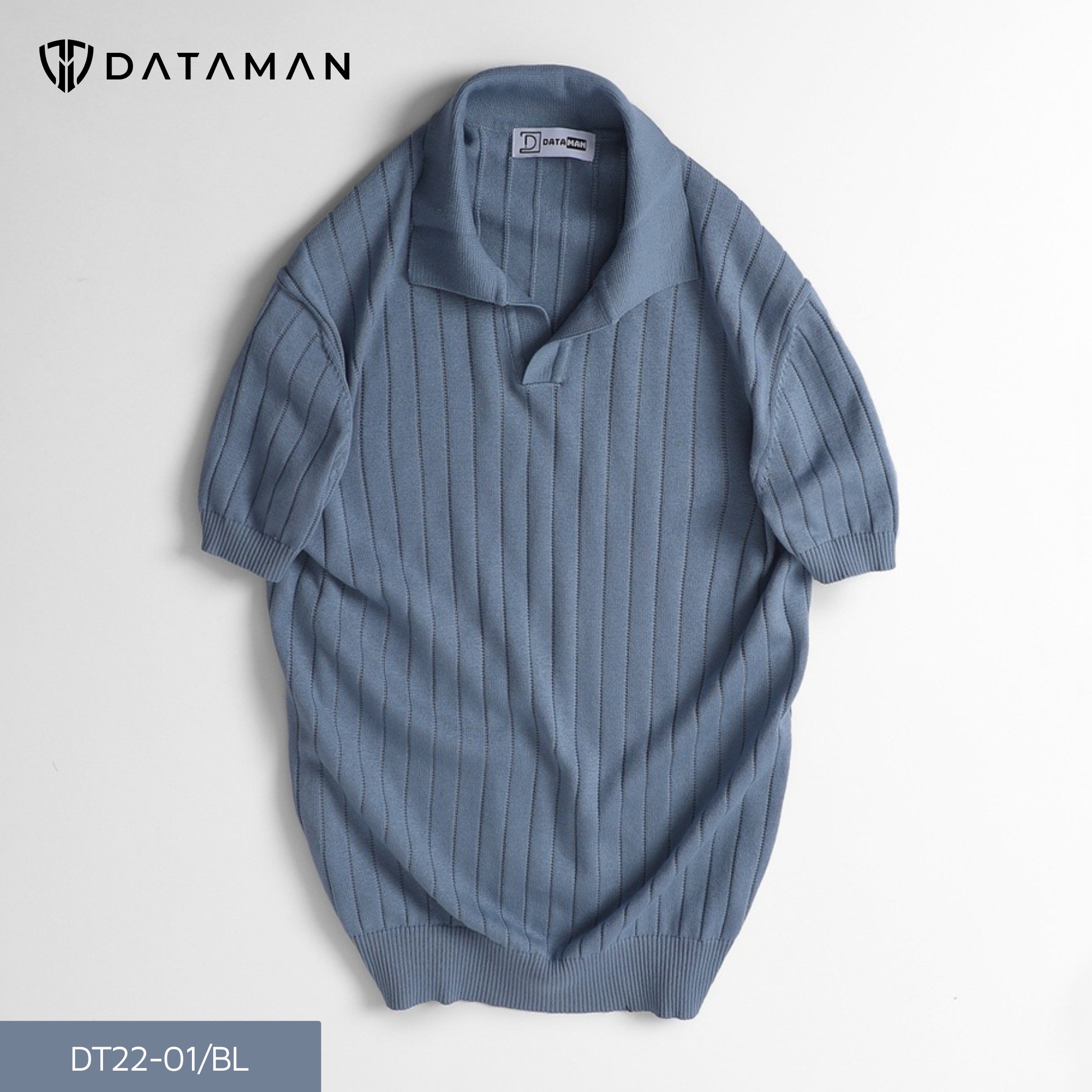 Áo Polo nam ngắn tay DATAMAN dệt kim, cổ chữ V, vải cotton chải kĩ mềm mịn, không bai xù - DT22-01