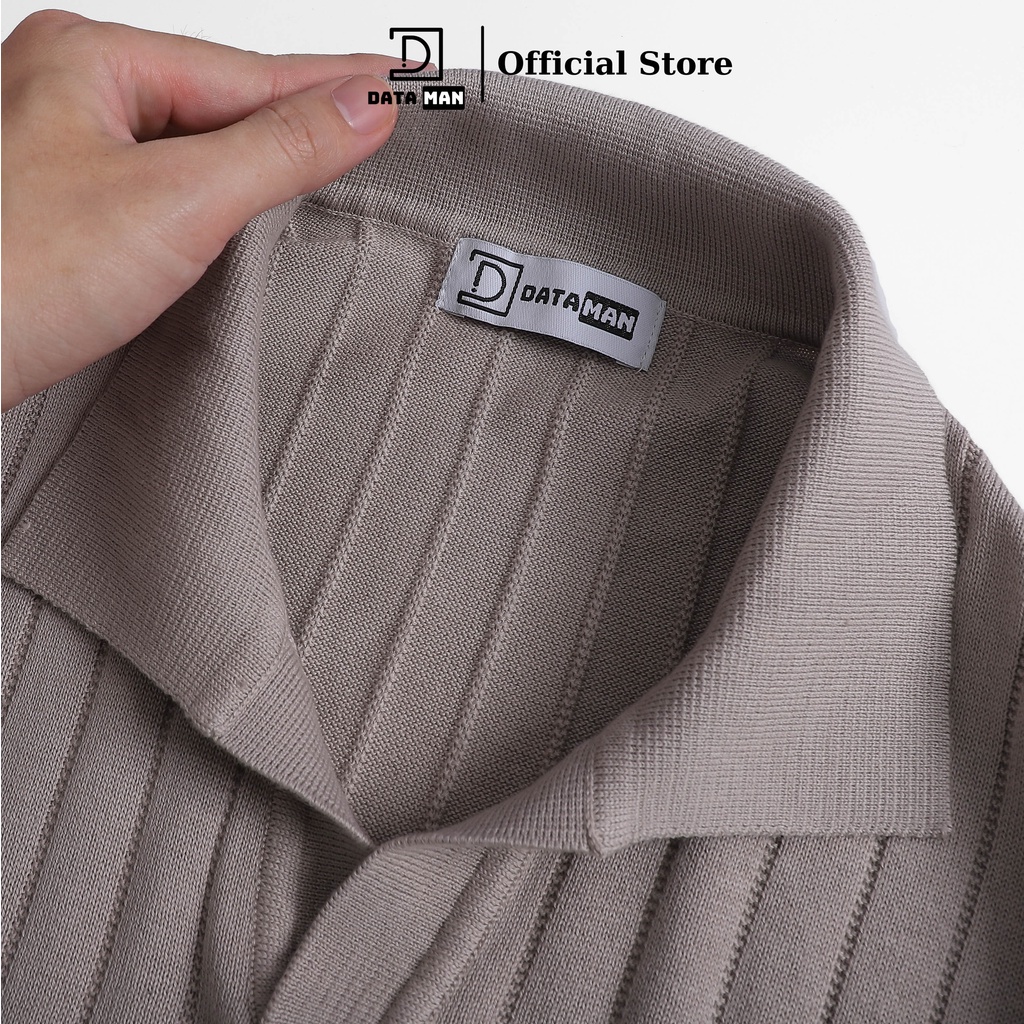Áo Polo nam ngắn tay DATAMAN dệt kim, cổ chữ V, vải cotton chải kĩ mềm mịn, không bai xù - DT22-01