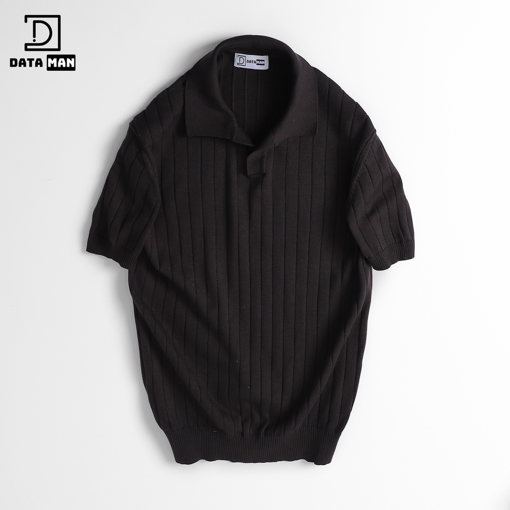 Áo Polo nam ngắn tay DATAMAN dệt kim, cổ chữ V, vải cotton chải kĩ mềm mịn, không bai xù - DT22-01