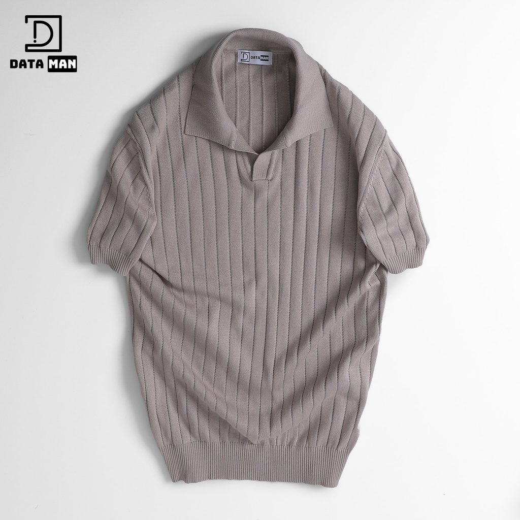 Áo Polo nam ngắn tay DATAMAN dệt kim, cổ chữ V, vải cotton chải kĩ mềm mịn, không bai xù - DT22-01