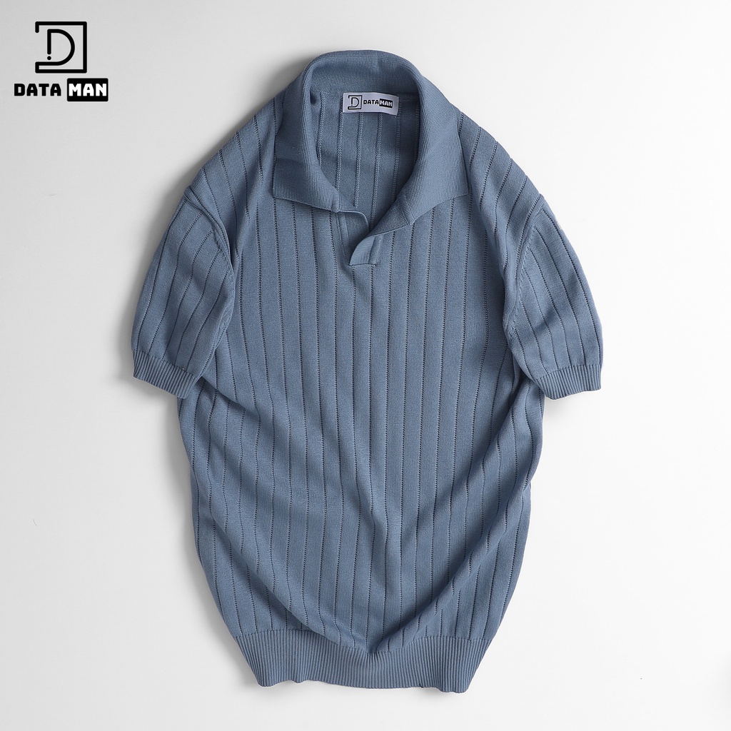 Áo Polo nam ngắn tay DATAMAN dệt kim, cổ chữ V, vải cotton chải kĩ mềm mịn, không bai xù - DT22-01