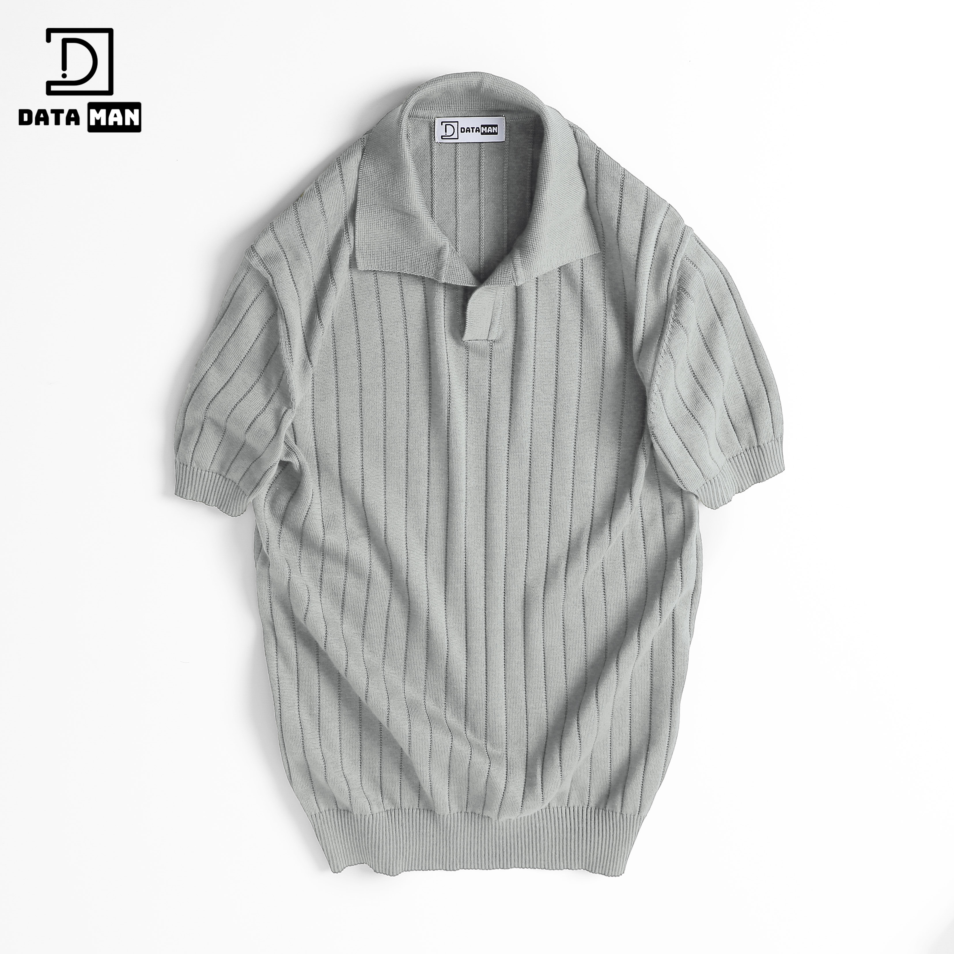 Áo Polo nam ngắn tay DATAMAN dệt kim, cổ chữ V, vải cotton chải kĩ mềm mịn, không bai xù - DT22-01