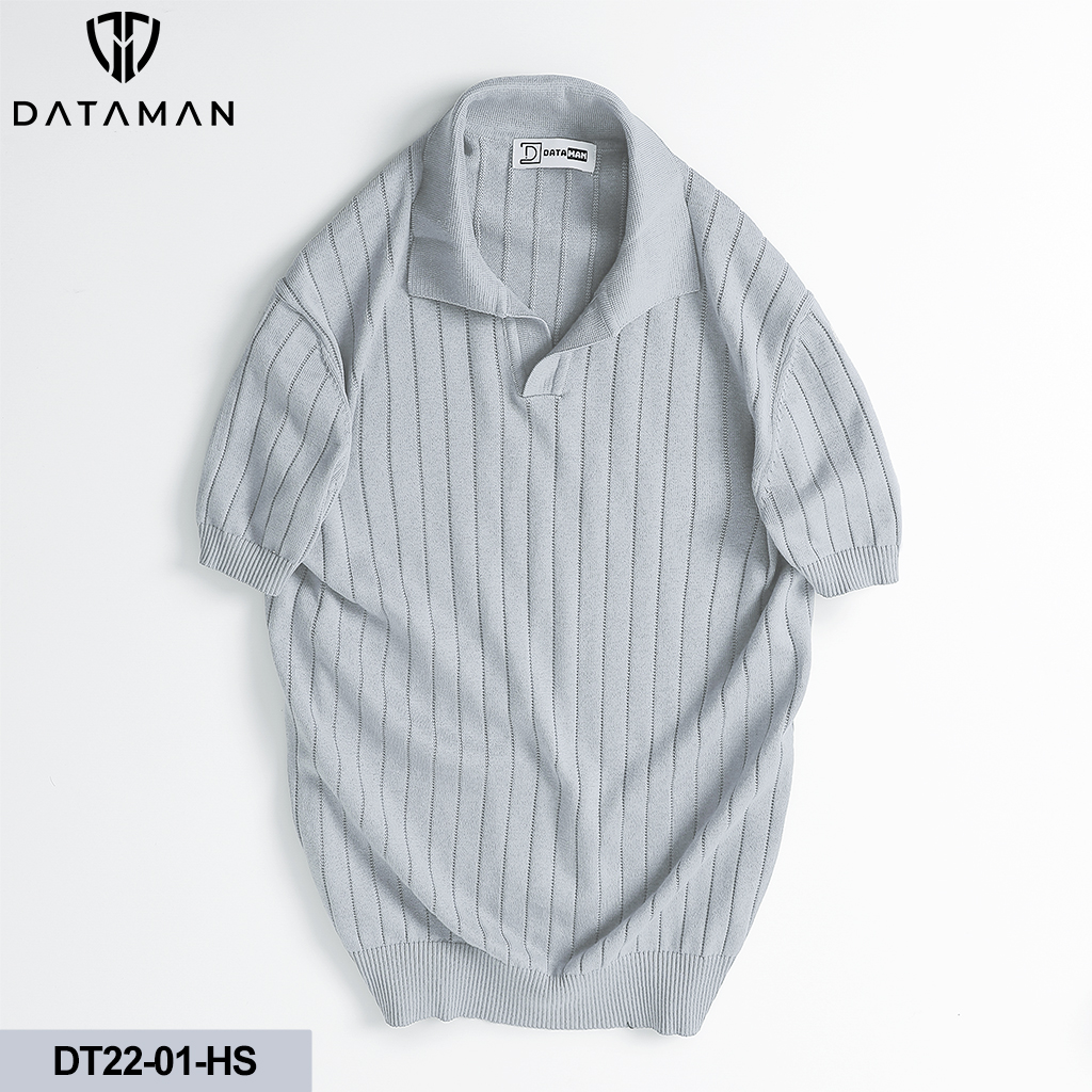 Áo Polo nam ngắn tay DATAMAN dệt kim, cổ chữ V, vải cotton chải kĩ mềm mịn, không bai xù - DT22-01