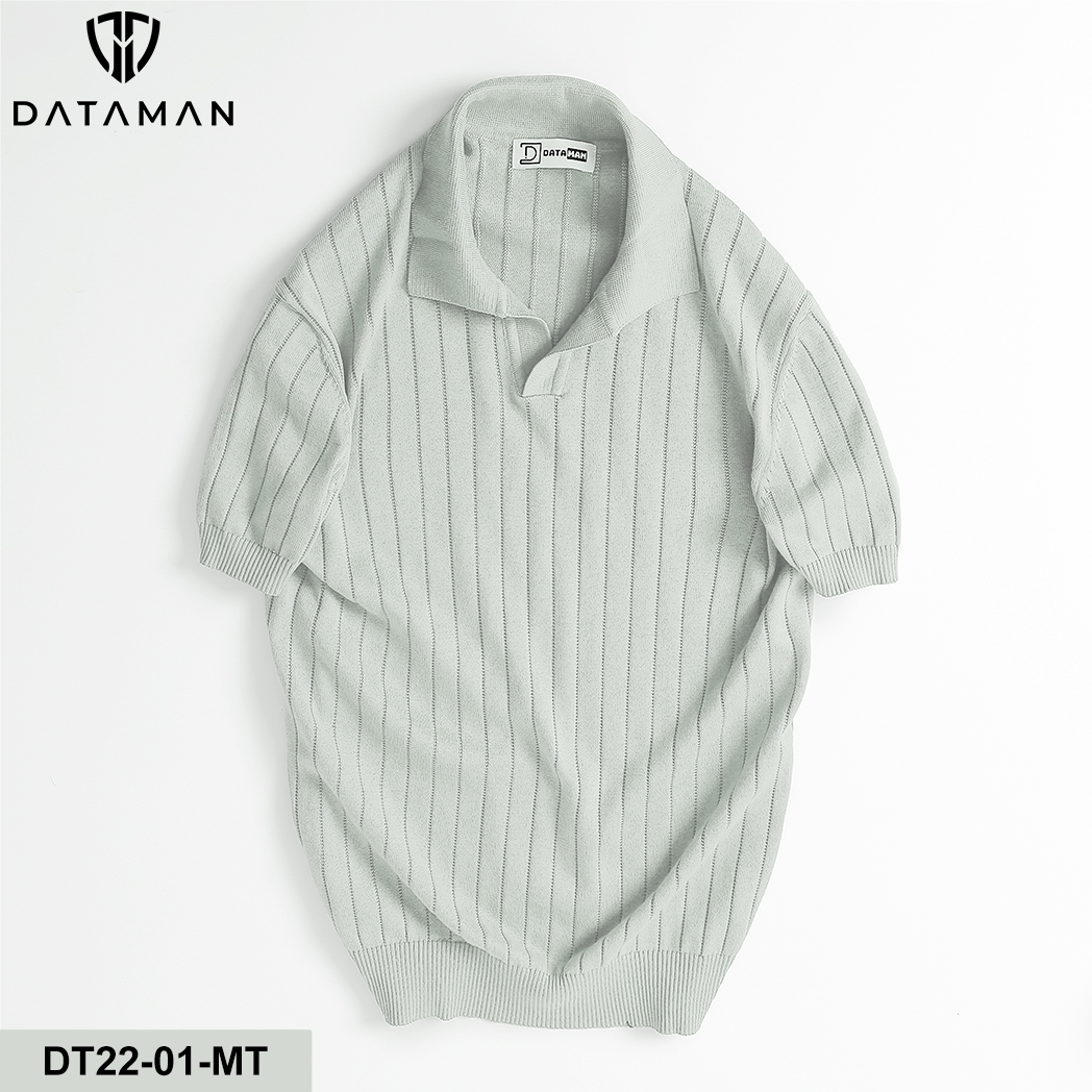 Áo Polo nam ngắn tay DATAMAN dệt kim, cổ chữ V, vải cotton chải kĩ mềm mịn, không bai xù - DT22-01