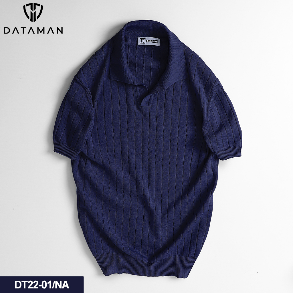 Áo Polo nam ngắn tay DATAMAN dệt kim, cổ chữ V, vải cotton chải kĩ mềm mịn, không bai xù - DT22-01