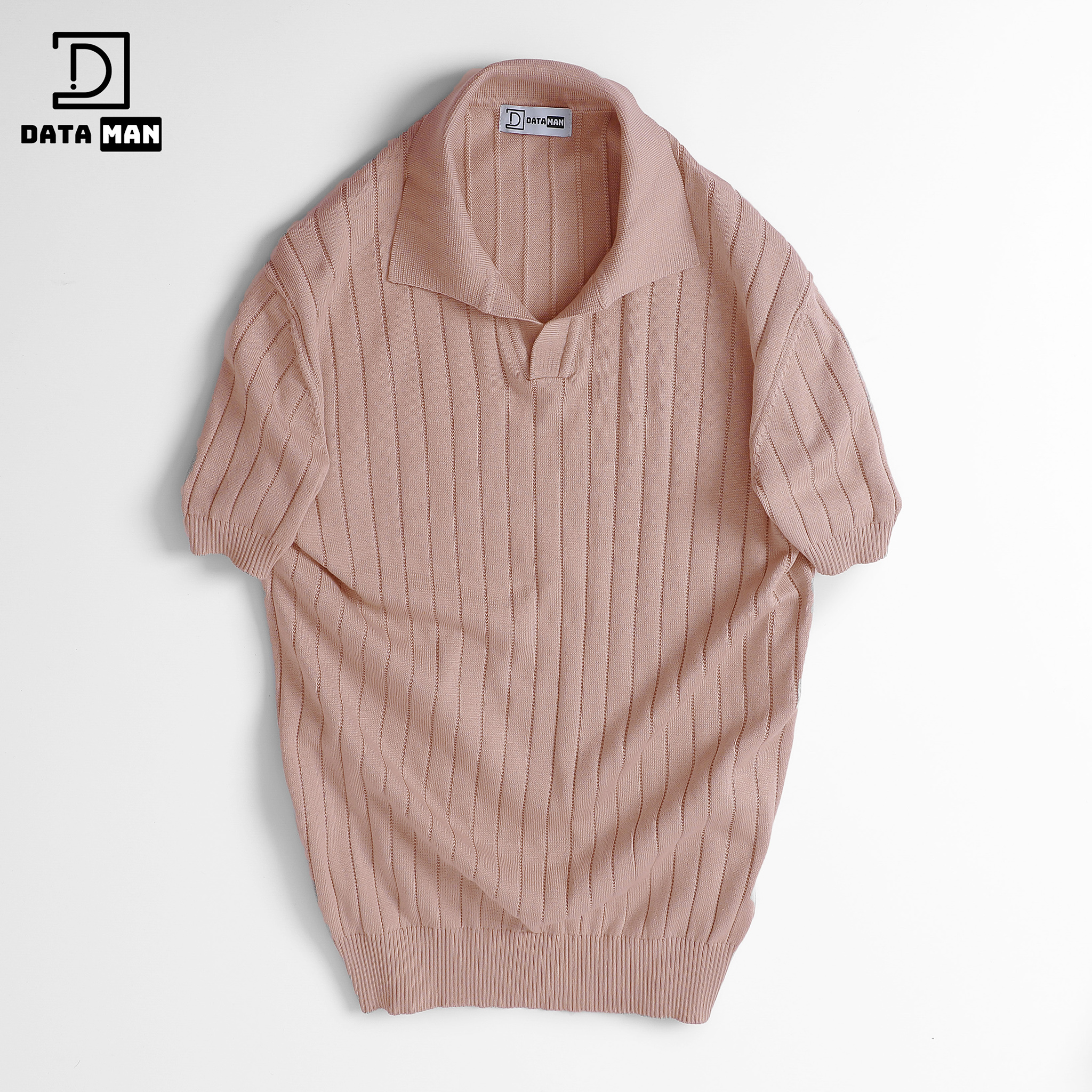 Áo Polo nam ngắn tay DATAMAN dệt kim, cổ chữ V, vải cotton chải kĩ mềm mịn, không bai xù - DT22-01