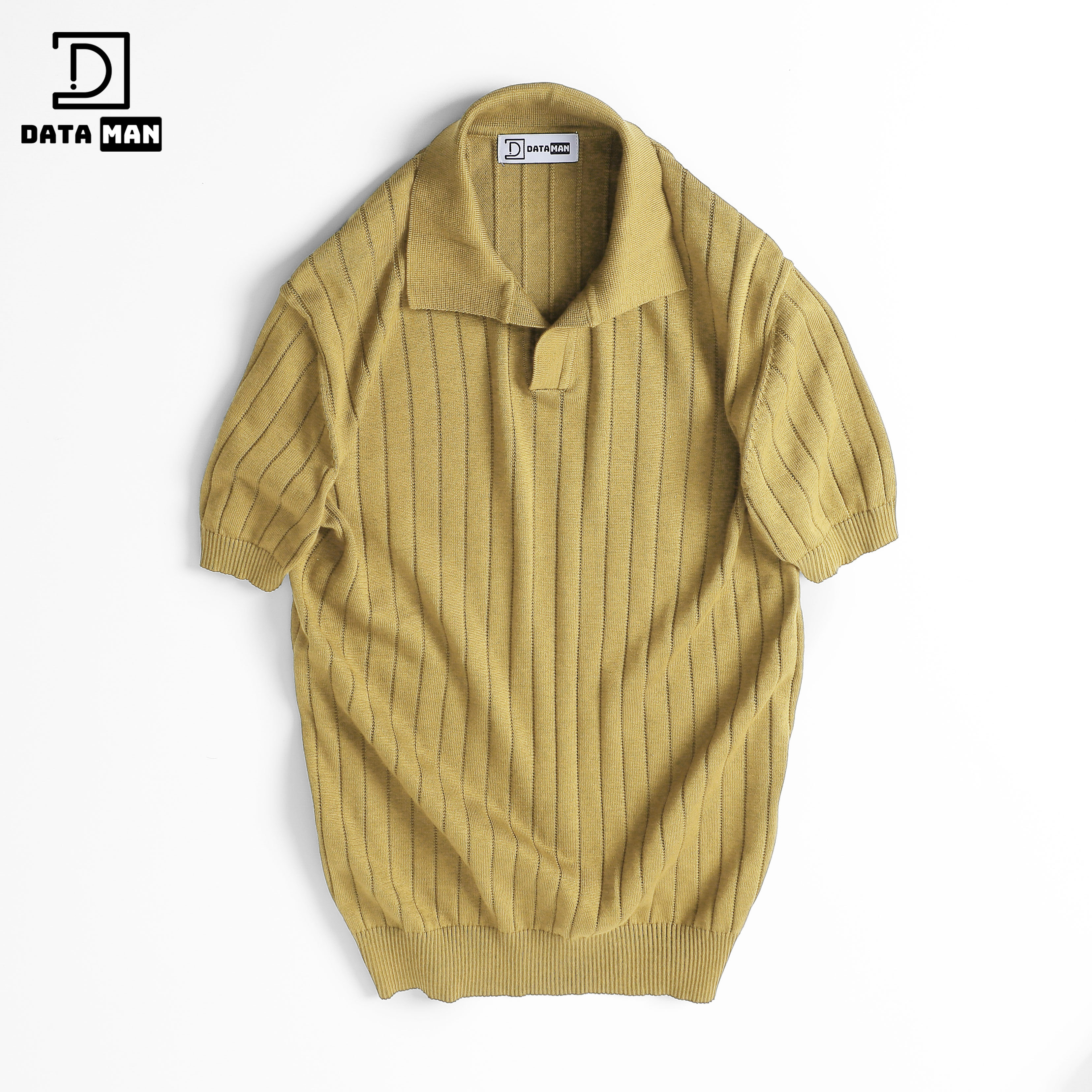 Áo Polo nam ngắn tay DATAMAN dệt kim, cổ chữ V, vải cotton chải kĩ mềm mịn, không bai xù - DT22-01