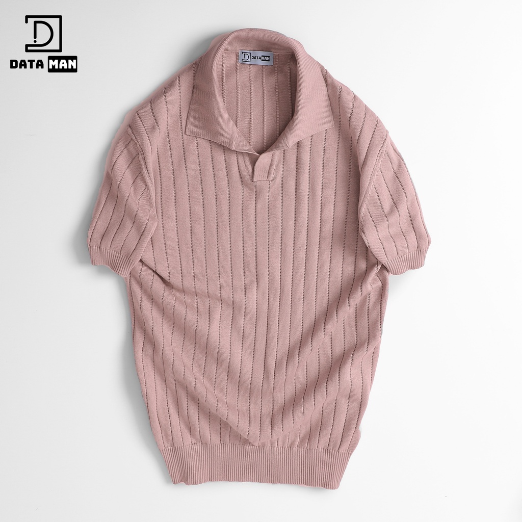 Áo Polo nam ngắn tay DATAMAN dệt kim, cổ chữ V, vải cotton chải kĩ mềm mịn, không bai xù - DT22-01