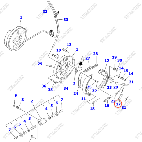 Lẫy khóa bulong tăng phanh trái 3EB-30-41540