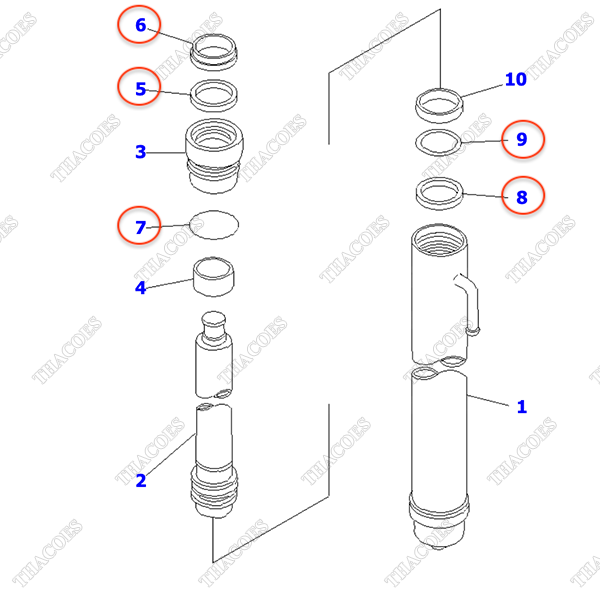 Bộ gioăng phớt KB3050A-00093 (3-5m) (2T2L)