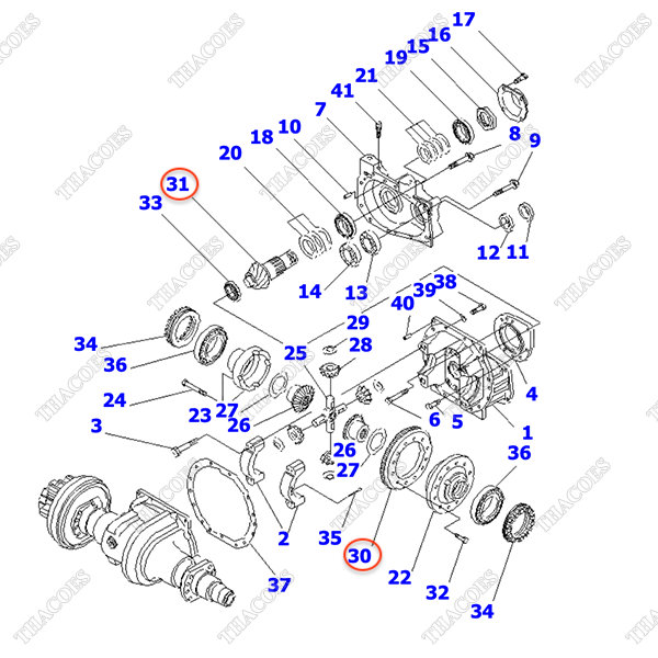 Cặp trục bánh răng quả dứa và vòng răng mặt trời 3EB-21-51510
