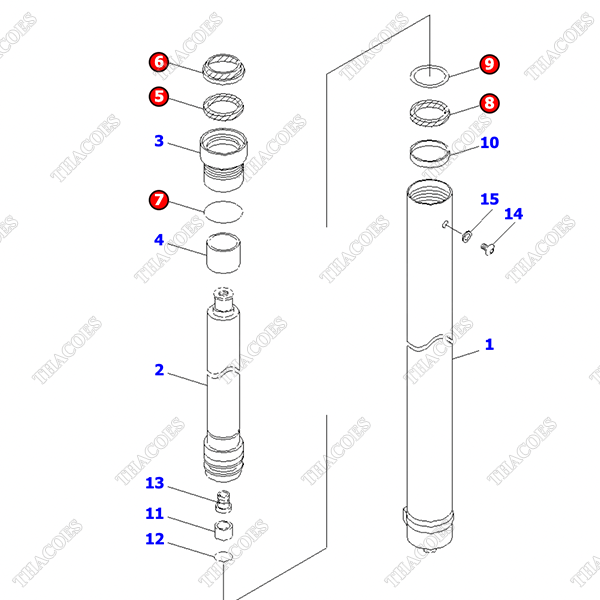Bộ gioăng phớt xi lanh nâng 30B-63-05030; 30B-63-05130 (K23) (cao 4-5m, khung 2T2L)