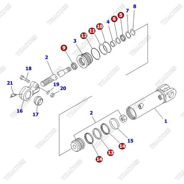 Bộ gioăng xi lanh nghiêng 3EB-64-44180 (K18)