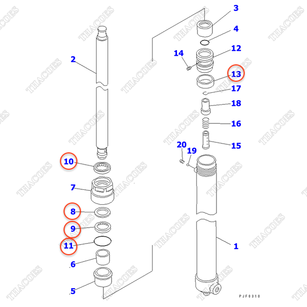 Bộ phớt sửa xi lanh sau 30B-63-05080 (K31) (3T2L) (R=L)