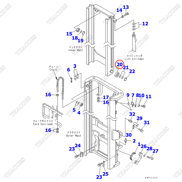 Vòng bi nâng hạ 37B-9AA-1532 (L)