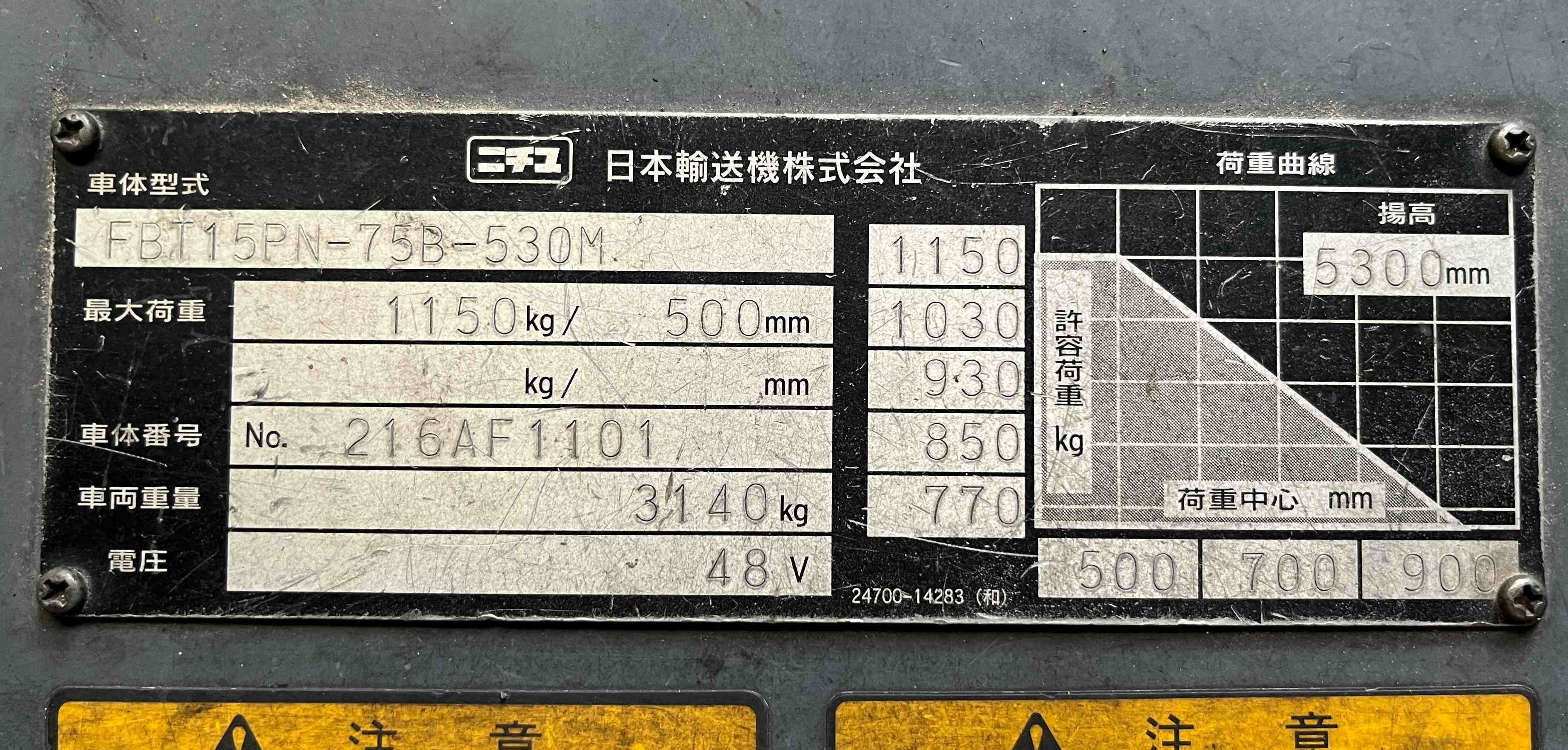 XE NÂNG ĐIỆN NGỒI LÁI NICHIYU 1.5 Tấn FBT15PN-75B-530M (2017)
