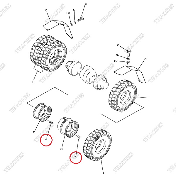 Đai ốc tắc kê lốp kép 34B-27-11340; 34B-27-11350; 3EB-27-11350
