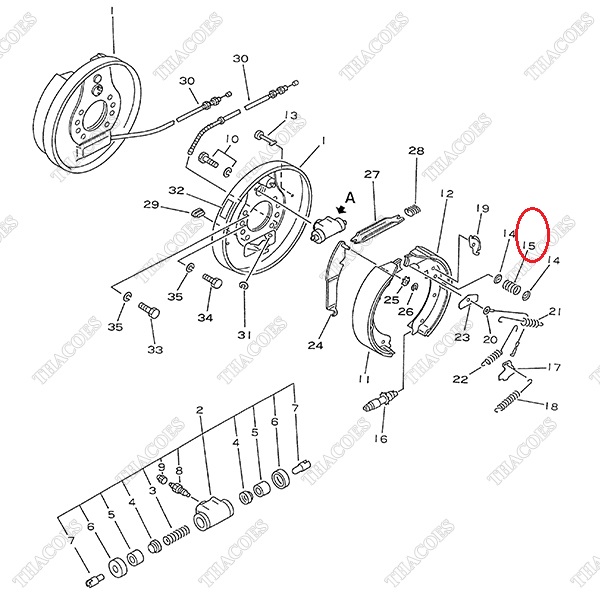 Lò xo hãm guốc phanh 34B-30-14420; 3EB-30-14420