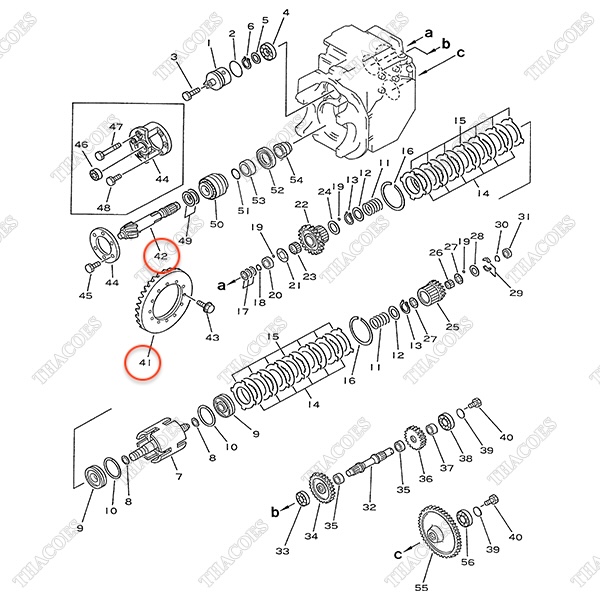 Cặp trục bánh răng quả dứa và vòng răng mặt trời số tự động 3EB-21-23041