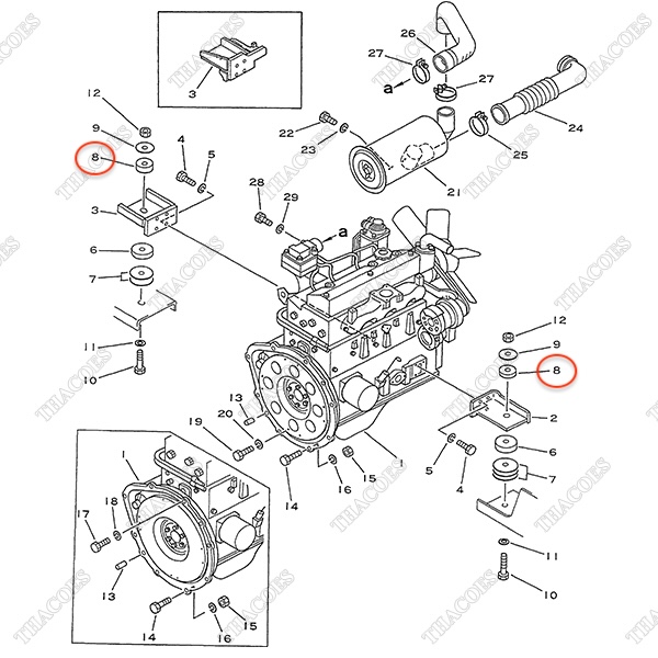Cao su giảm chấn phía trên 3EB-01-27140