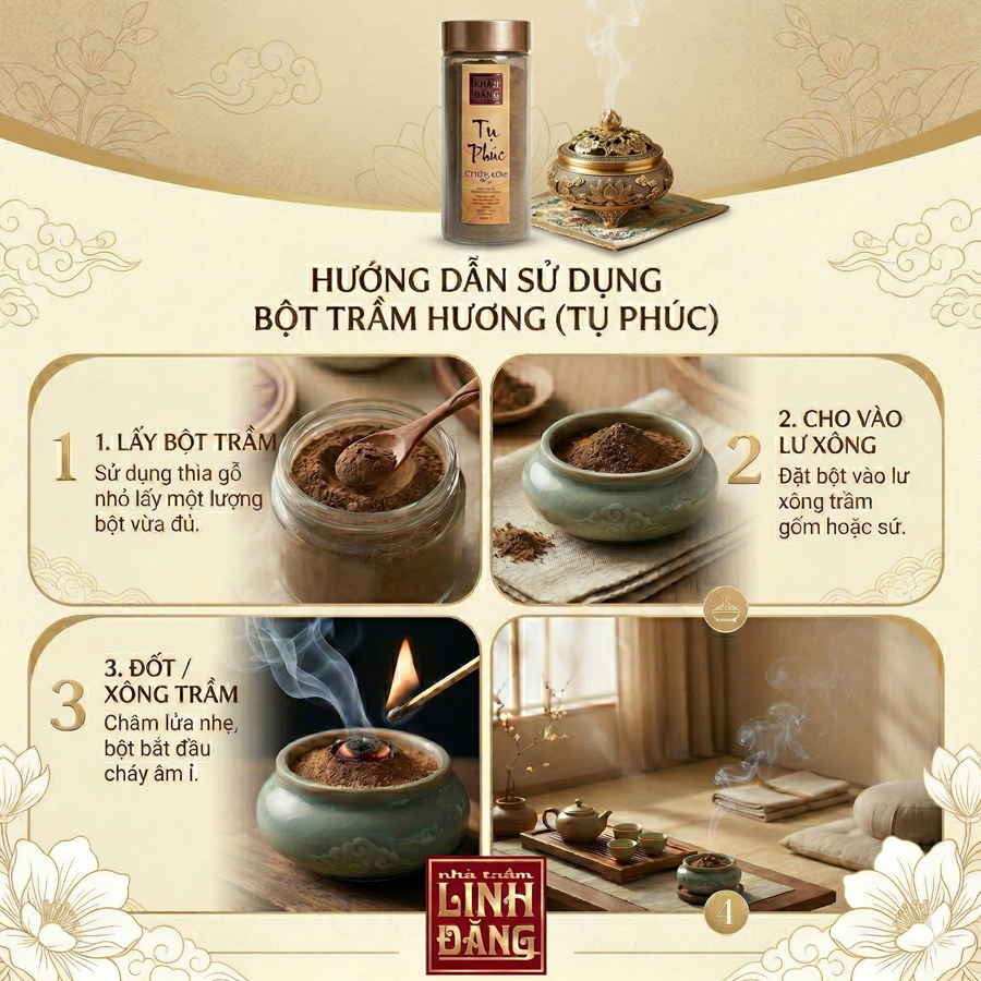 Bột Trầm Hương Tụ Phúc Nguyên Chất 50g  – Chiêu Tài Tụ Lộc, Không Pha Tạp, Thơm Sâu, An Toàn