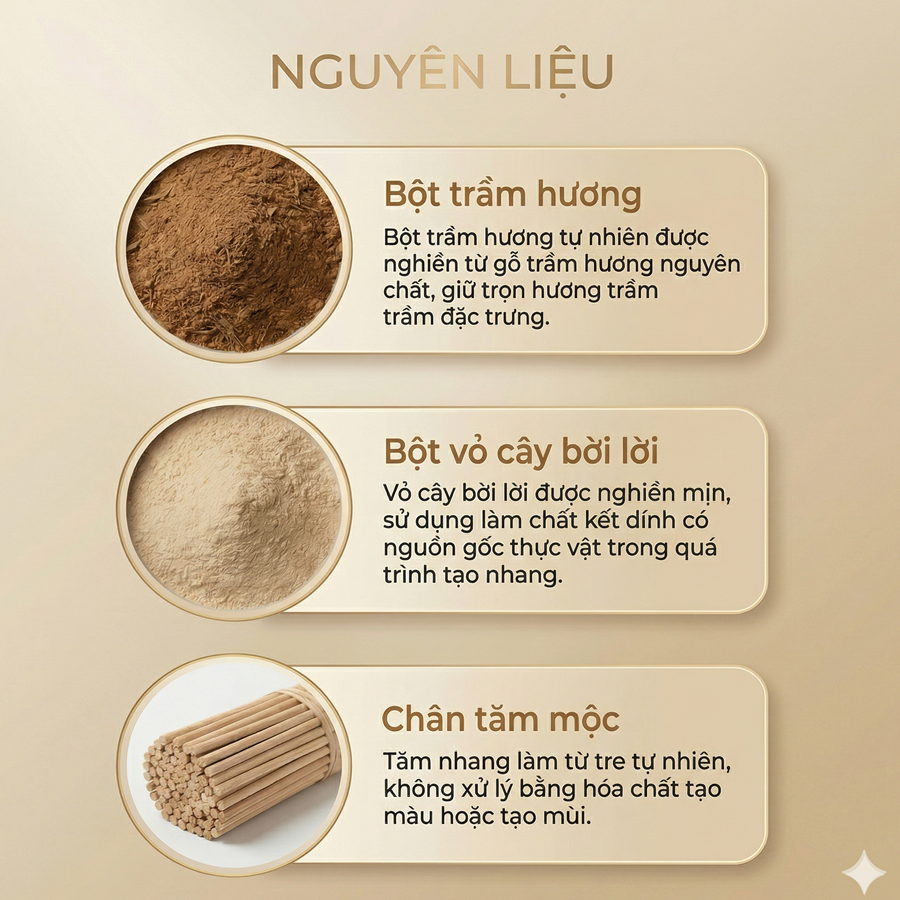 Nhang Trầm Hương Cao Cấp Tụ Phúc – Thơm Sâu, Lưu Hương Lâu, Tàn Sạch, Ít Khói | Hộp Kéo Nhũ Vàng Sang Trọng 50g/150g