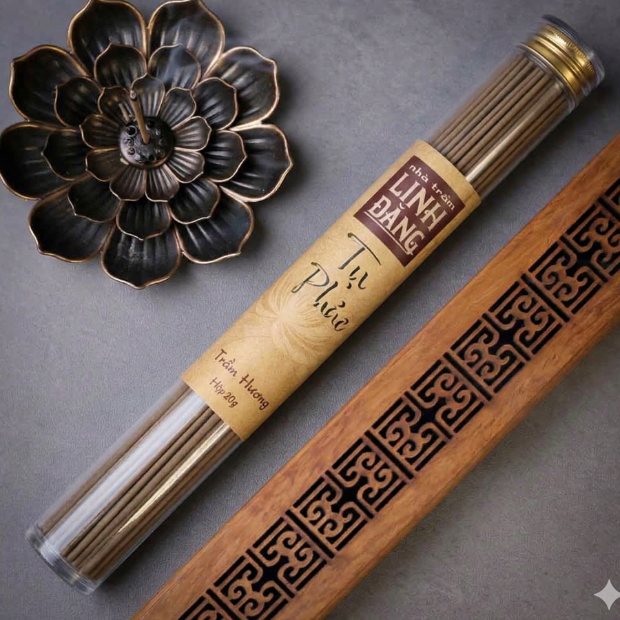 Combo Nhang Trầm Không Tăm Cao Cập Tụ Phúc + Khay Đốt Chạm Khắc | 100% Bột Trầm Cao Cấp