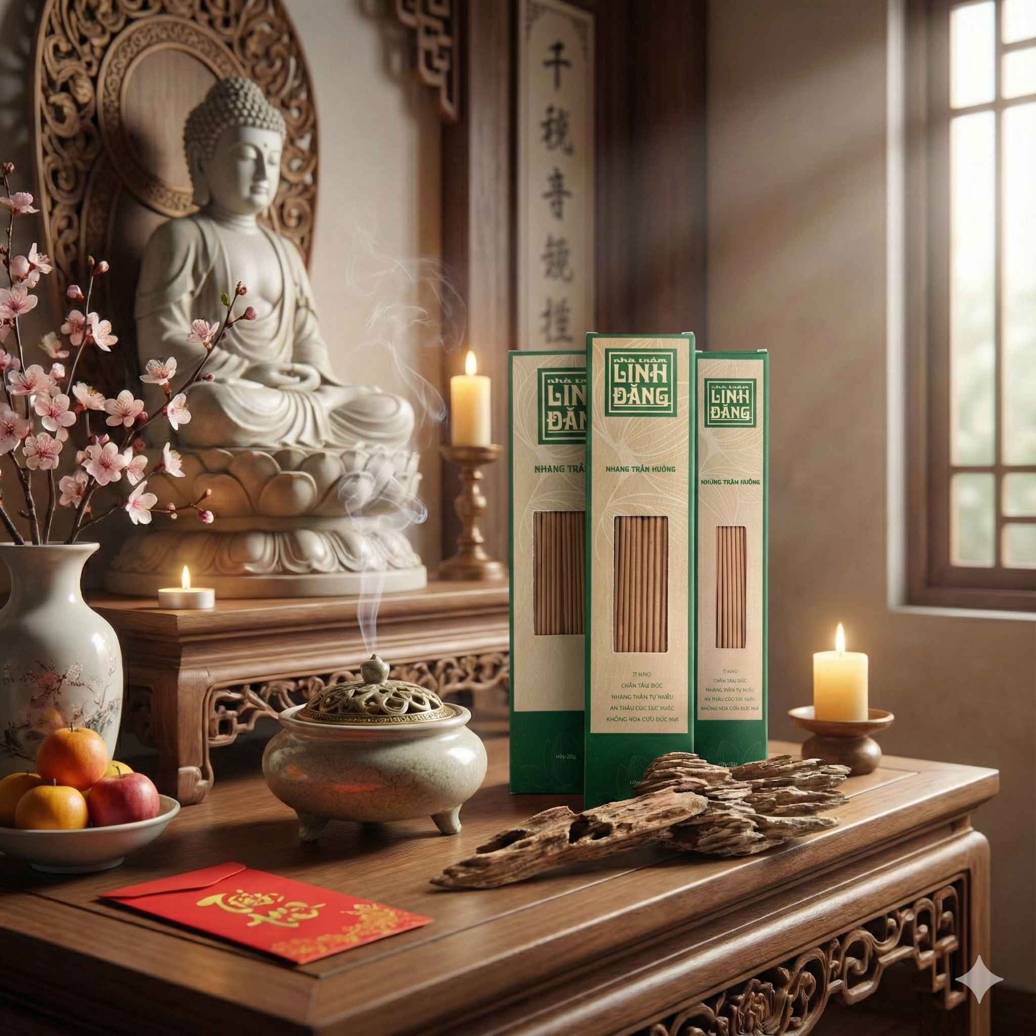 Combo 2 Hộp Nhang Trầm Hương Tự Nhiên 36.5cm Hộp 400g – Không Hương Liệu – Thờ Cúng – Nhà Trầm Linh Đăng
