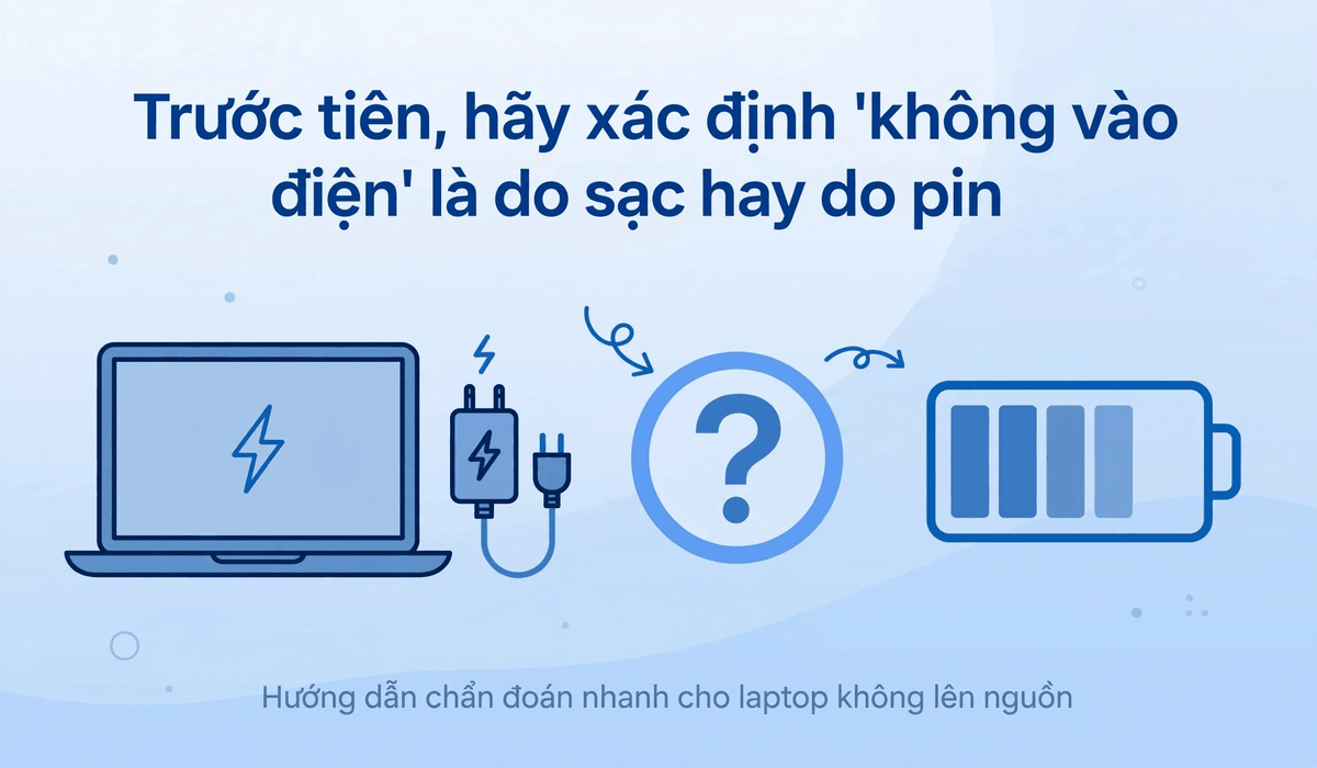 Trước tiên, hãy xác định “không vào điện” là do sạc hay do pin