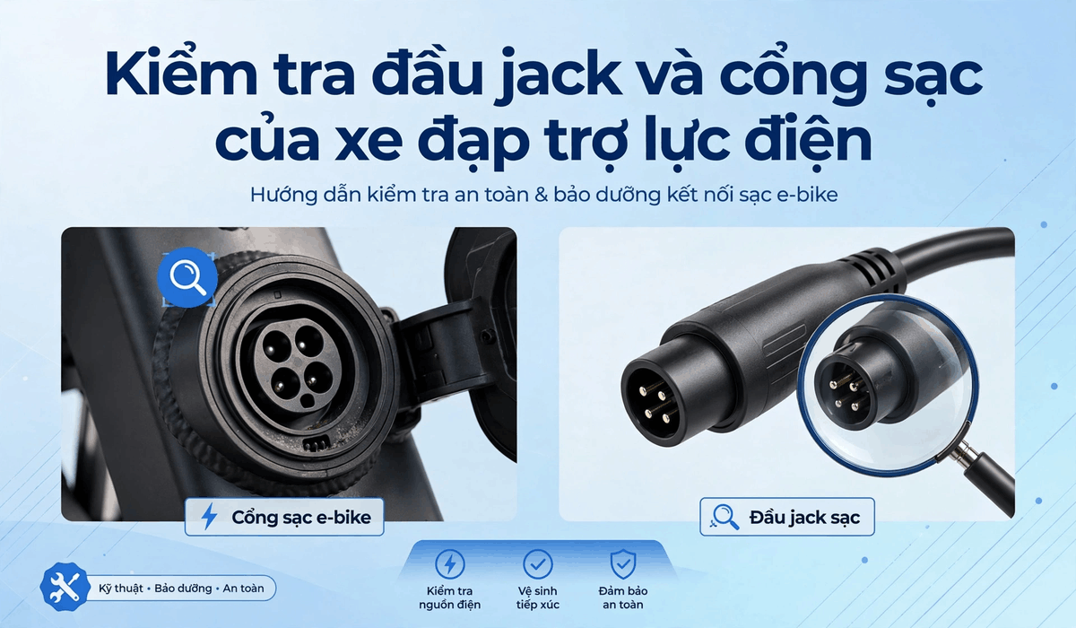 Kiểm tra đầu jack và cổng sạc của xe