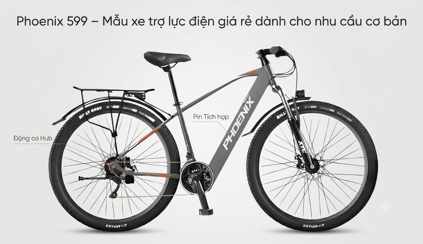 Phoenix 599 – Mẫu xe trợ lực điện giá rẻ dành cho nhu cầu cơ bản