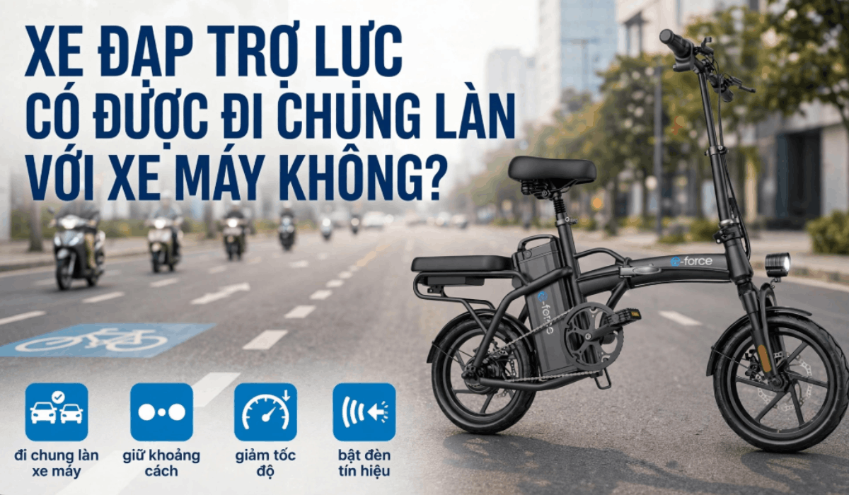 Xe đạp trợ lực có được đi chung làn với xe máy không?