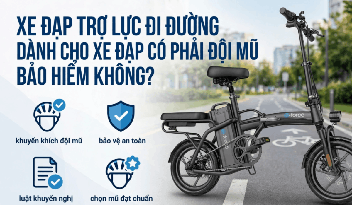 Xe đạp trợ lực đi đường dành cho xe đạp có phải đội mũ bảo hiểm không?